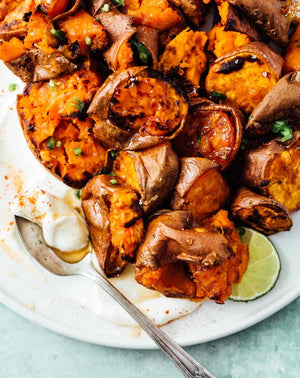 Sweet & Spicy Roasted Sweet Potatoes with Lignum's Scotch Bonnet Pepper Honey