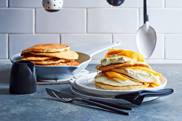 Mango Honey Coconut Pancakes