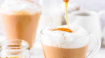 Honey Oat Latte with Coconut Whipped Cream Finished with Rum Spice Honey