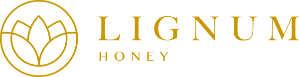 Logo of Lignum Honey featuring flower imagery, symbolizing the brand's focus on natural, premium Jamaican honey and sustainable beekeeping practices.